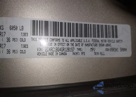 2016 Chrysler Town & Country Touring z USA, uszkodzony, nr VIN 2C4RC1BG4GR128157